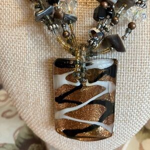 MULTI STRAND OF GEMSTONES, GLASS AND METAL BEADS MATCHED BRACELET